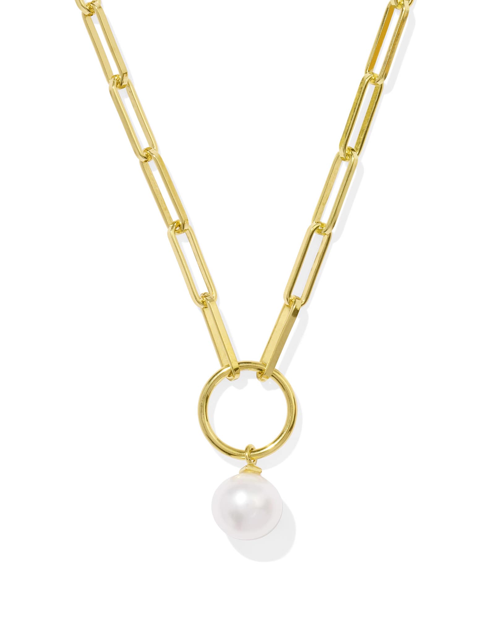 Jessica 18k Gold Vermeil Paperclip Necklace in Freshwater Cultured